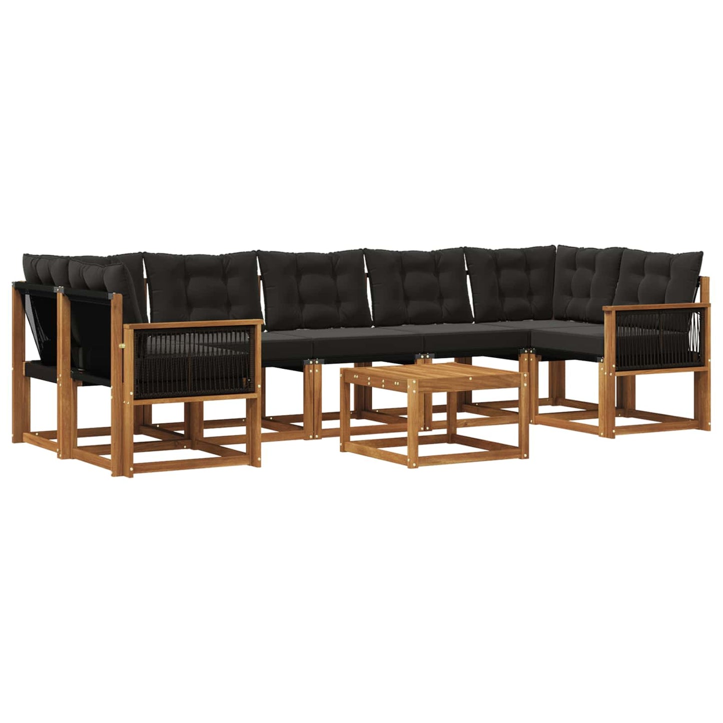 vidaXL Σειρά Καναπέ Εξωτερικού με μαξιλάρι 8 pcs Φυσικό και Μαύρο