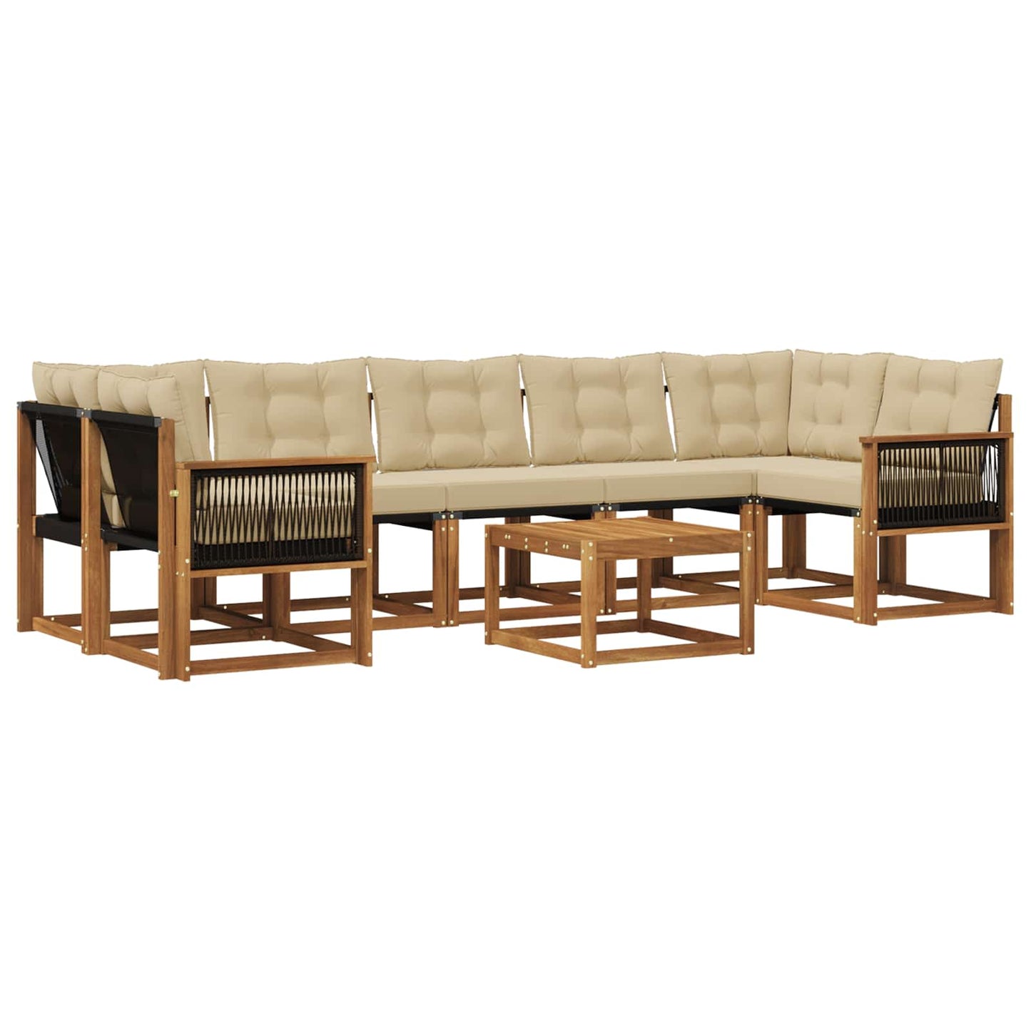 vidaXL Σειρά Καναπέ Εξωτερικού με μαξιλάρι 8 pcs Φυσικό και Μπεζ