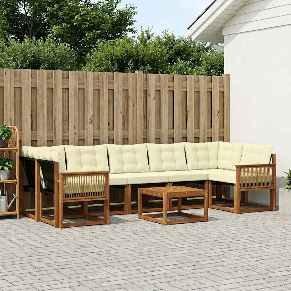 vidaXL Σειρά Καναπέ Εξωτερικού με μαξιλάρι 8 pcs Φυσικό και Κρέμα