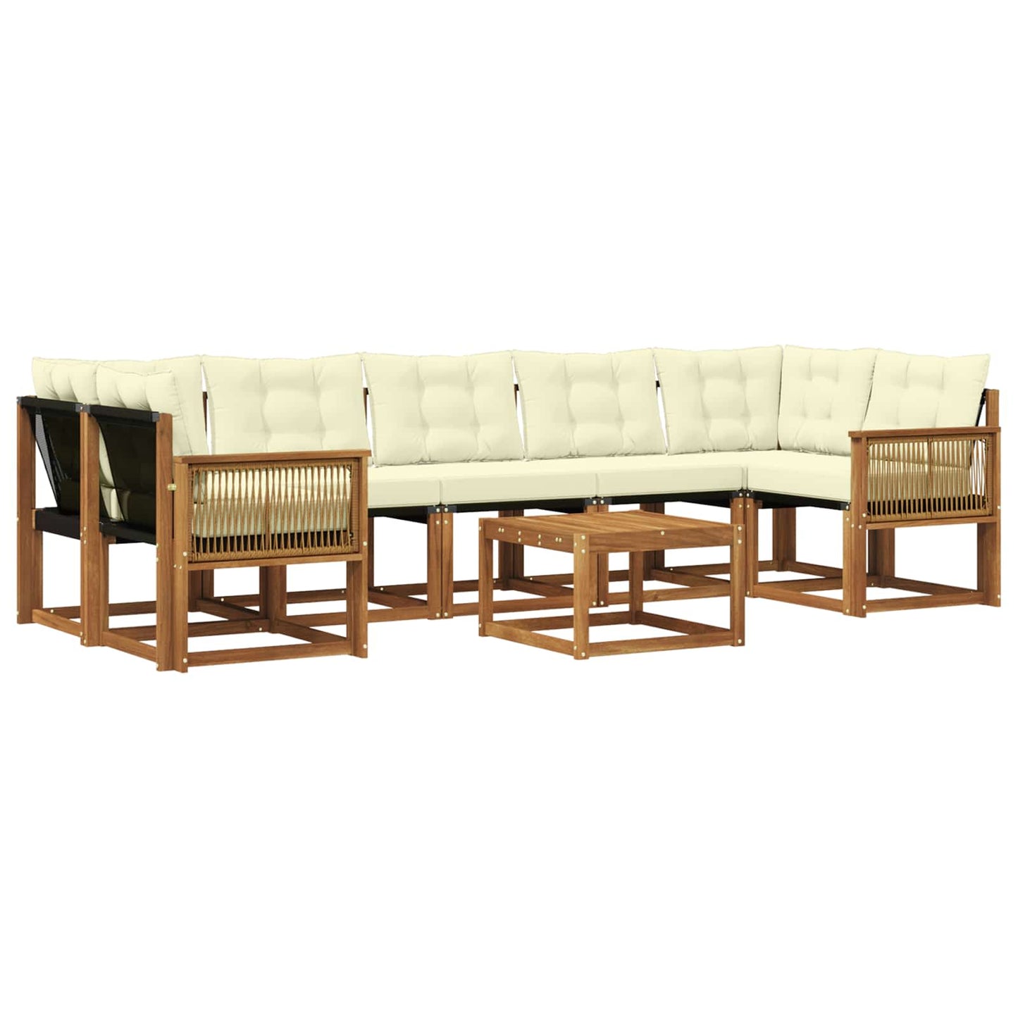 vidaXL Σειρά Καναπέ Εξωτερικού με μαξιλάρι 8 pcs Φυσικό και Κρέμα