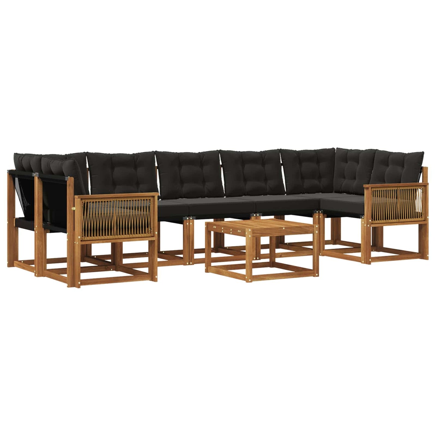 vidaXL Σειρά Καναπέ Εξωτερικού με μαξιλάρι 8 pcs Φυσικό και Μαύρο