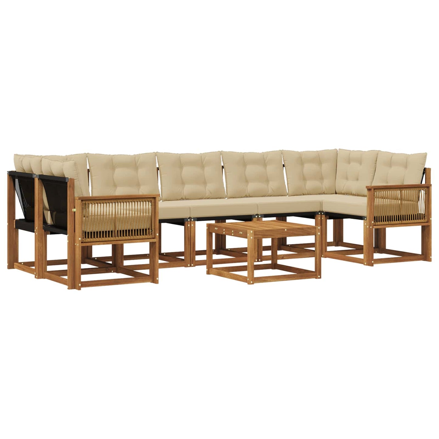 vidaXL Σειρά Καναπέ Εξωτερικού με μαξιλάρι 8 pcs Φυσικό και Μπεζ