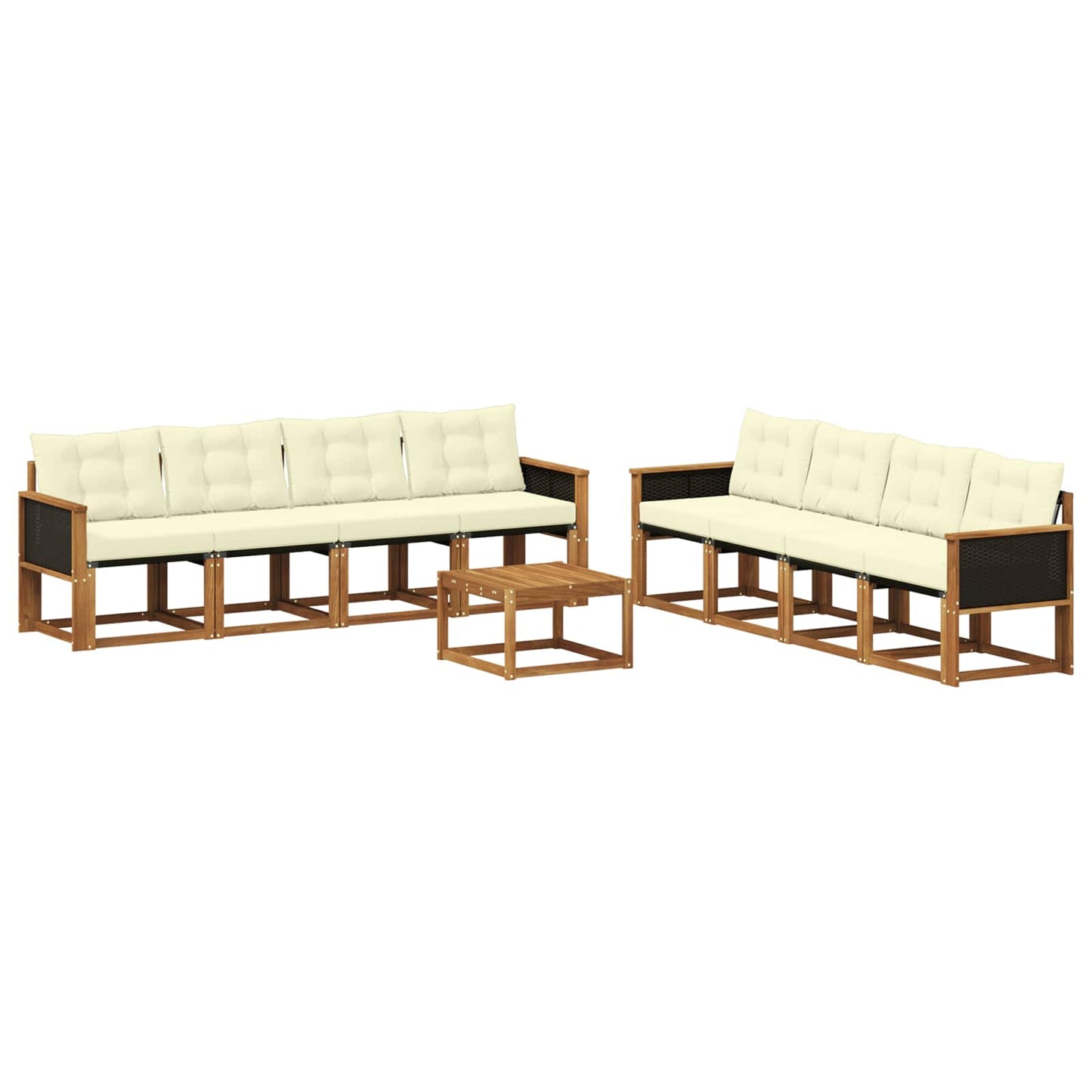 vidaXL Σειρά Καναπέ Εξωτερικού με μαξιλάρι 9 pcs Φυσικό και Κρέμα
