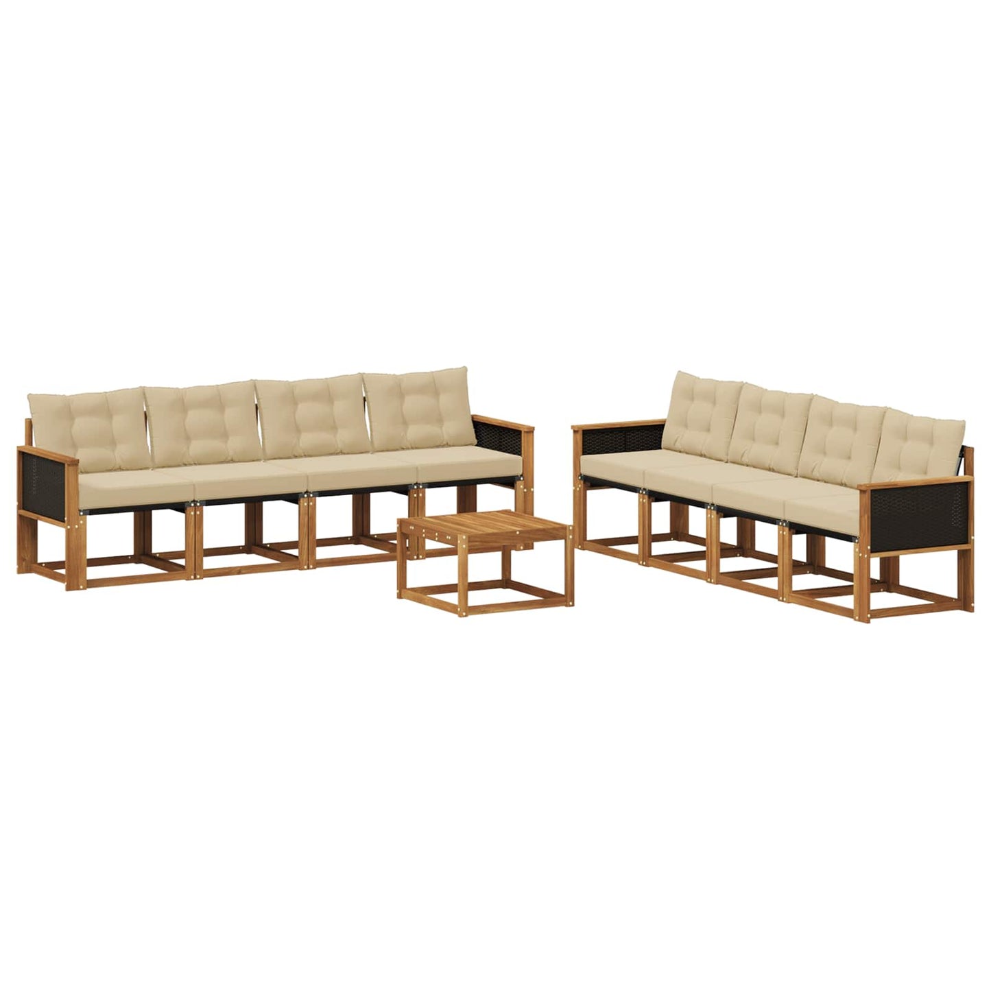 vidaXL Σειρά Καναπέ Εξωτερικού με μαξιλάρι 9 pcs Φυσικό και Μπεζ