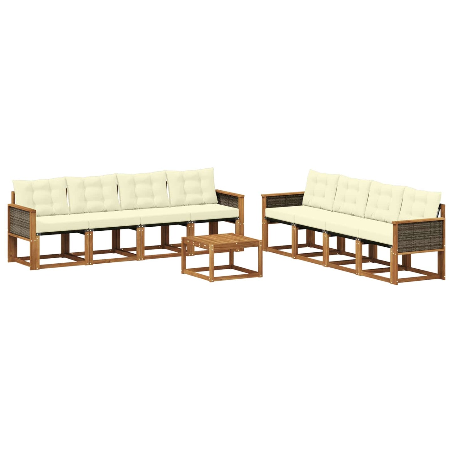 vidaXL Σειρά Καναπέ Εξωτερικού με μαξιλάρι 9 pcs Φυσικό και Κρέμα