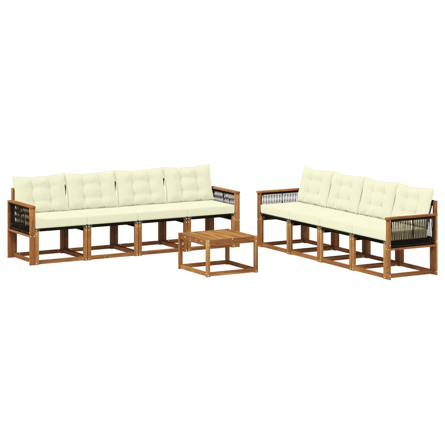 vidaXL Σειρά Καναπέ Εξωτερικού με μαξιλάρι 9 pcs Φυσικό και Κρέμα