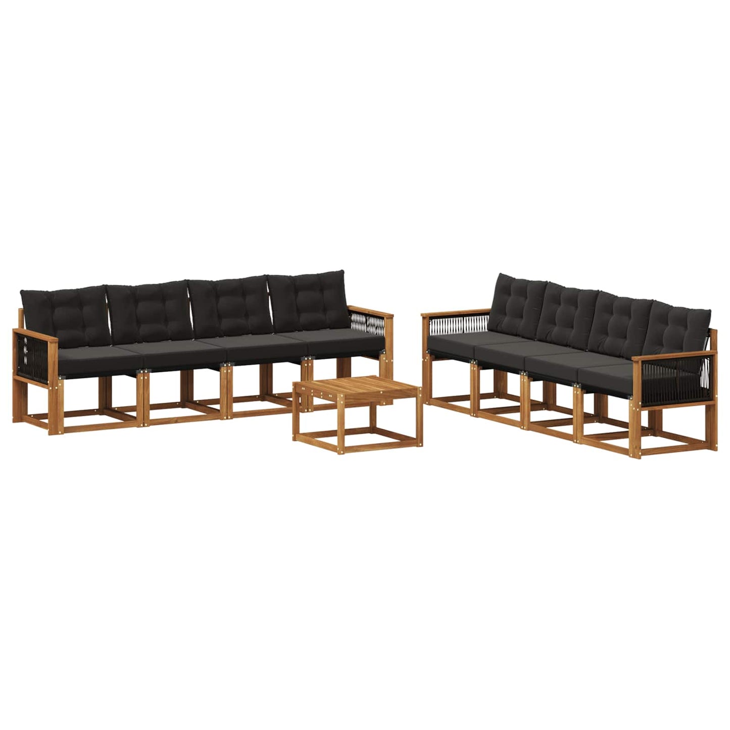 vidaXL Σειρά Καναπέ Εξωτερικού με μαξιλάρι 9 pcs Φυσικό και Μαύρο