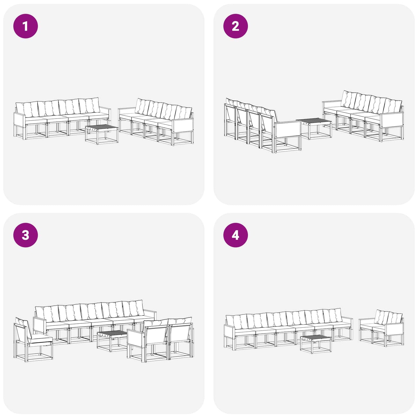 vidaXL Σειρά Καναπέ Εξωτερικού με μαξιλάρι 9 pcs Φυσικό και Μπεζ