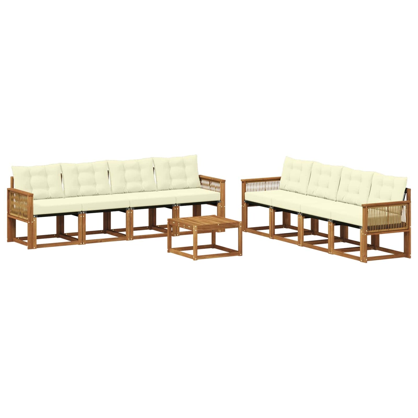 vidaXL Σειρά Καναπέ Εξωτερικού με μαξιλάρι 9 pcs Φυσικό και Κρέμα