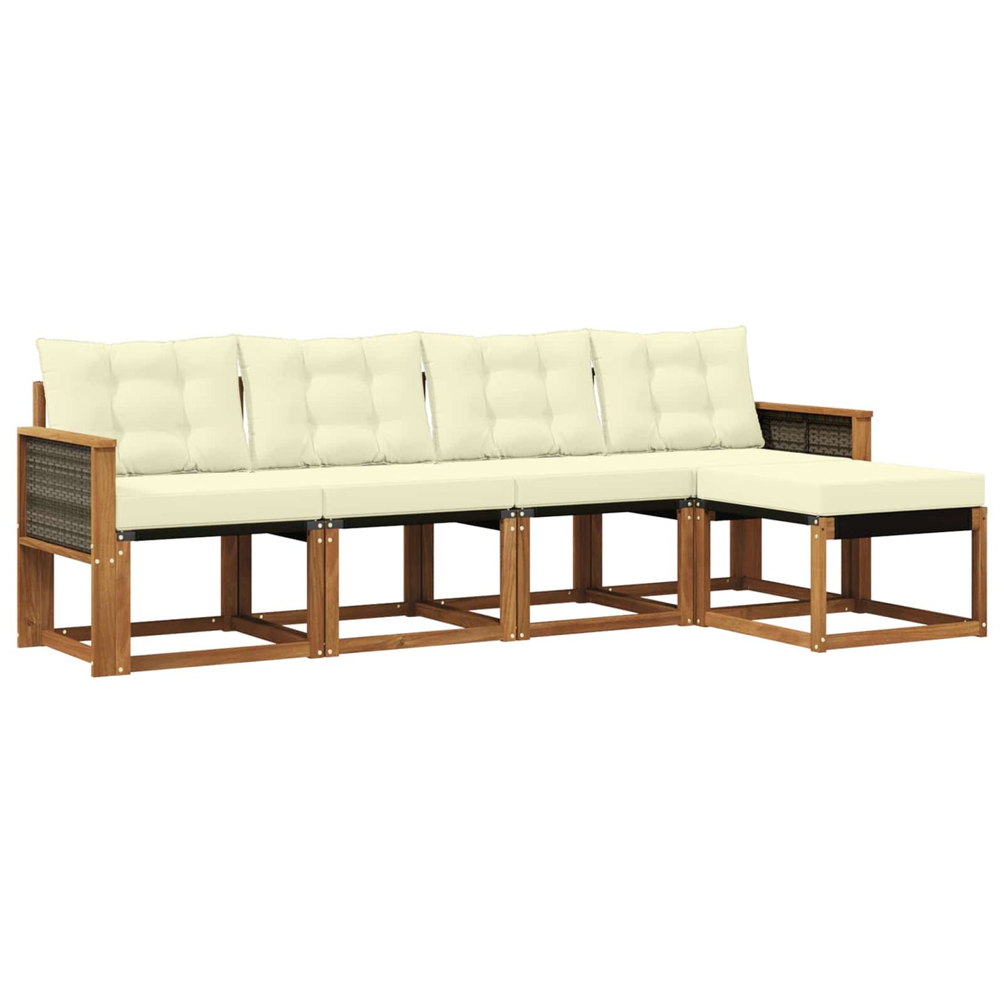 vidaXL Σειρά Καναπέ Εξωτερικού με μαξιλάρι 5 pcs Φυσικό και Κρέμα