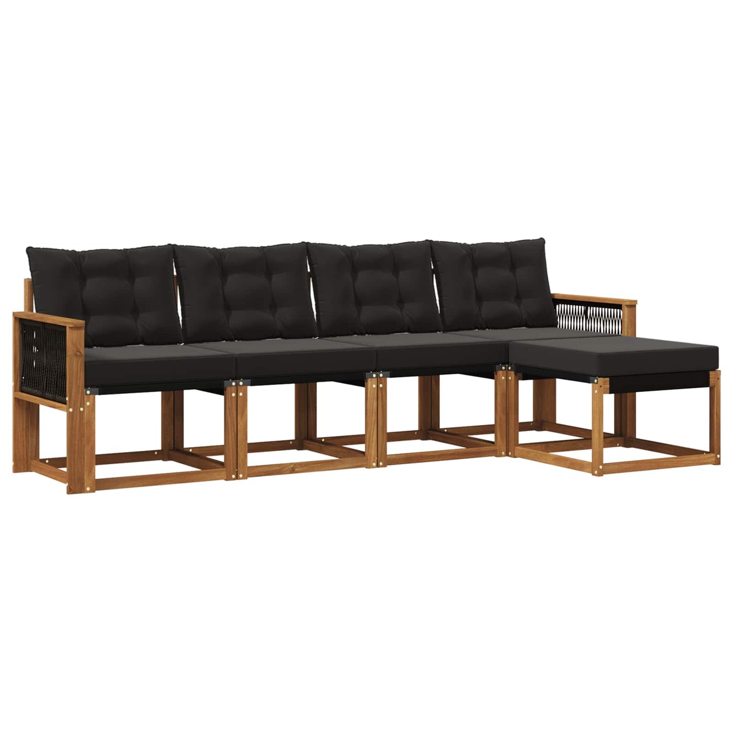 vidaXL Σειρά Καναπέ Εξωτερικού με μαξιλάρι 5 pcs Φυσικό και Μαύρο