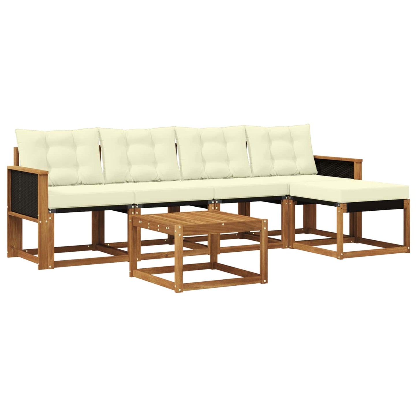 vidaXL Σειρά Καναπέ Εξωτερικού με μαξιλάρι 6 pcs Φυσικό και Κρέμα