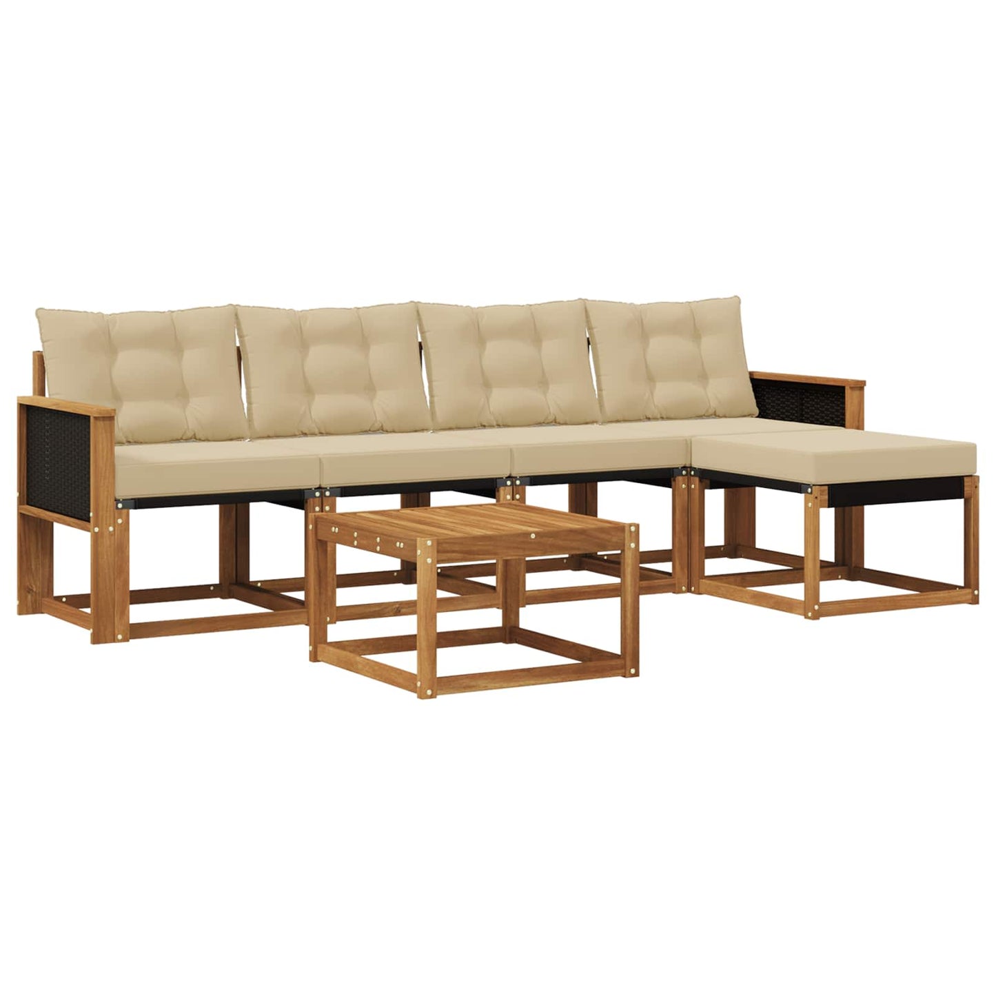 vidaXL Σειρά Καναπέ Εξωτερικού με μαξιλάρι 6 pcs Φυσικό και Μπεζ