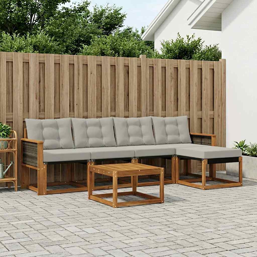 vidaXL Σειρά Καναπέ Εξωτερικού 6 pcs Φυσικό και Ανοιχτό Γκρι
