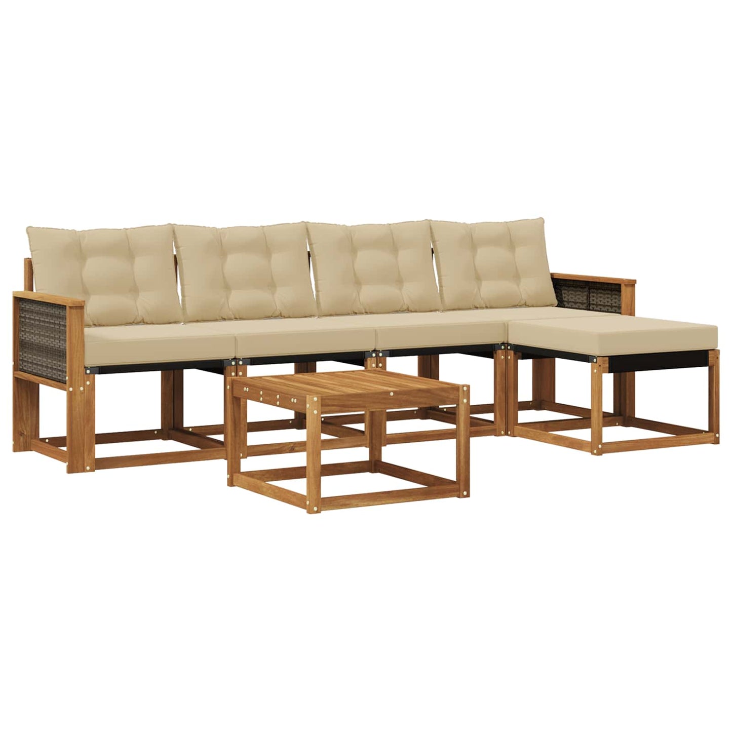 vidaXL Σειρά Καναπέ Εξωτερικού με μαξιλάρι 6 pcs Φυσικό και Μπεζ