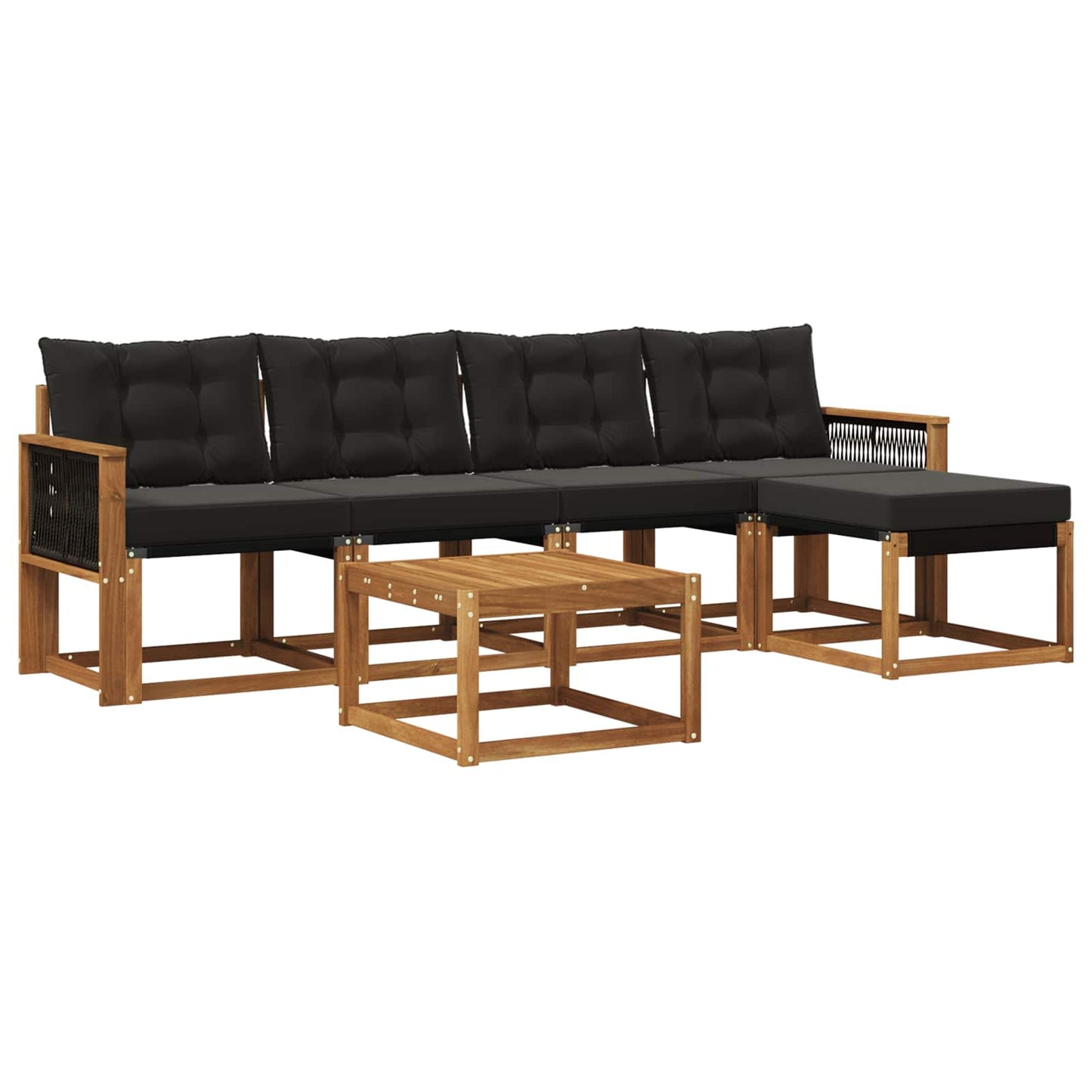vidaXL Σειρά Καναπέ Εξωτερικού με μαξιλάρι 6 pcs Φυσικό και Μαύρο