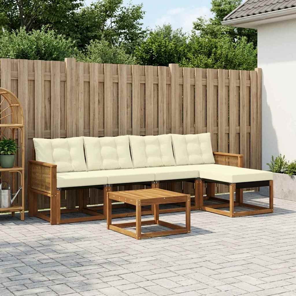 vidaXL Σειρά Καναπέ Εξωτερικού με μαξιλάρι 6 pcs Φυσικό και Κρέμα