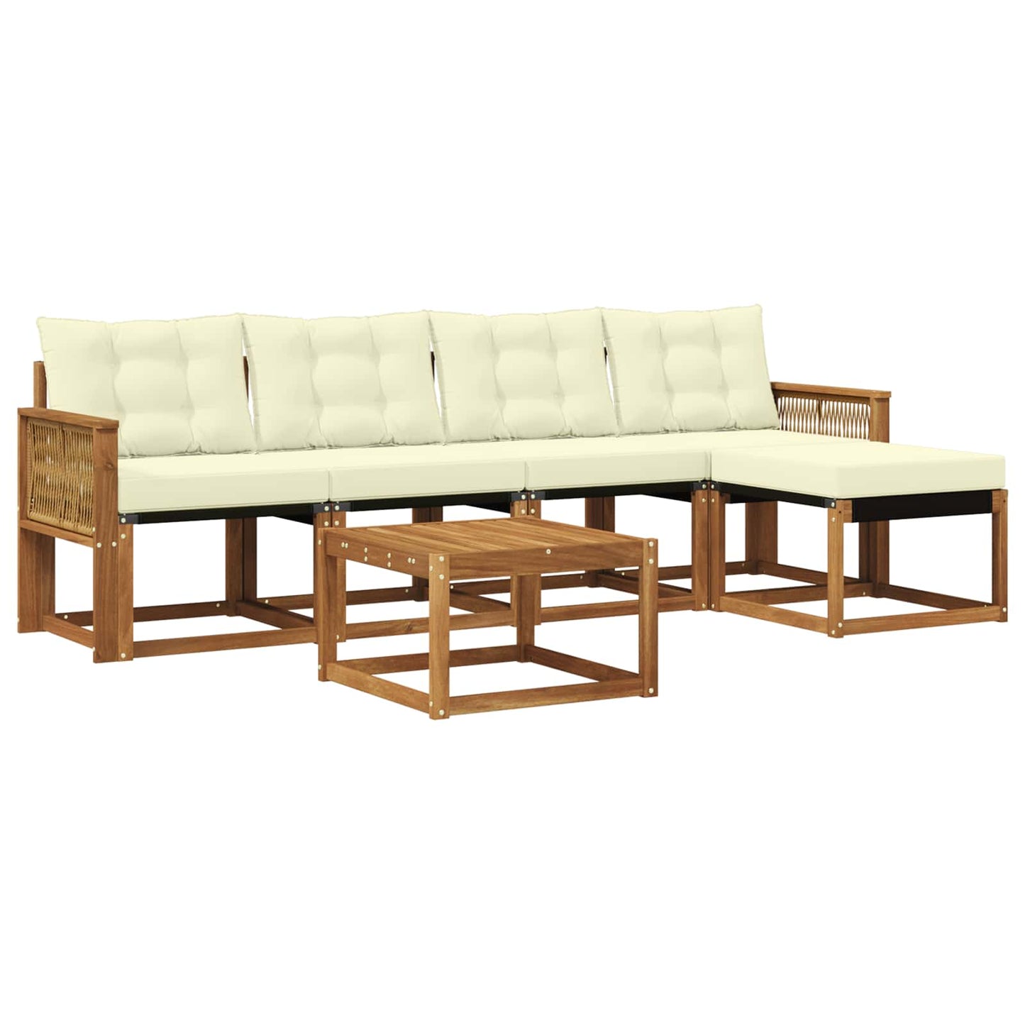 vidaXL Σειρά Καναπέ Εξωτερικού με μαξιλάρι 6 pcs Φυσικό και Κρέμα