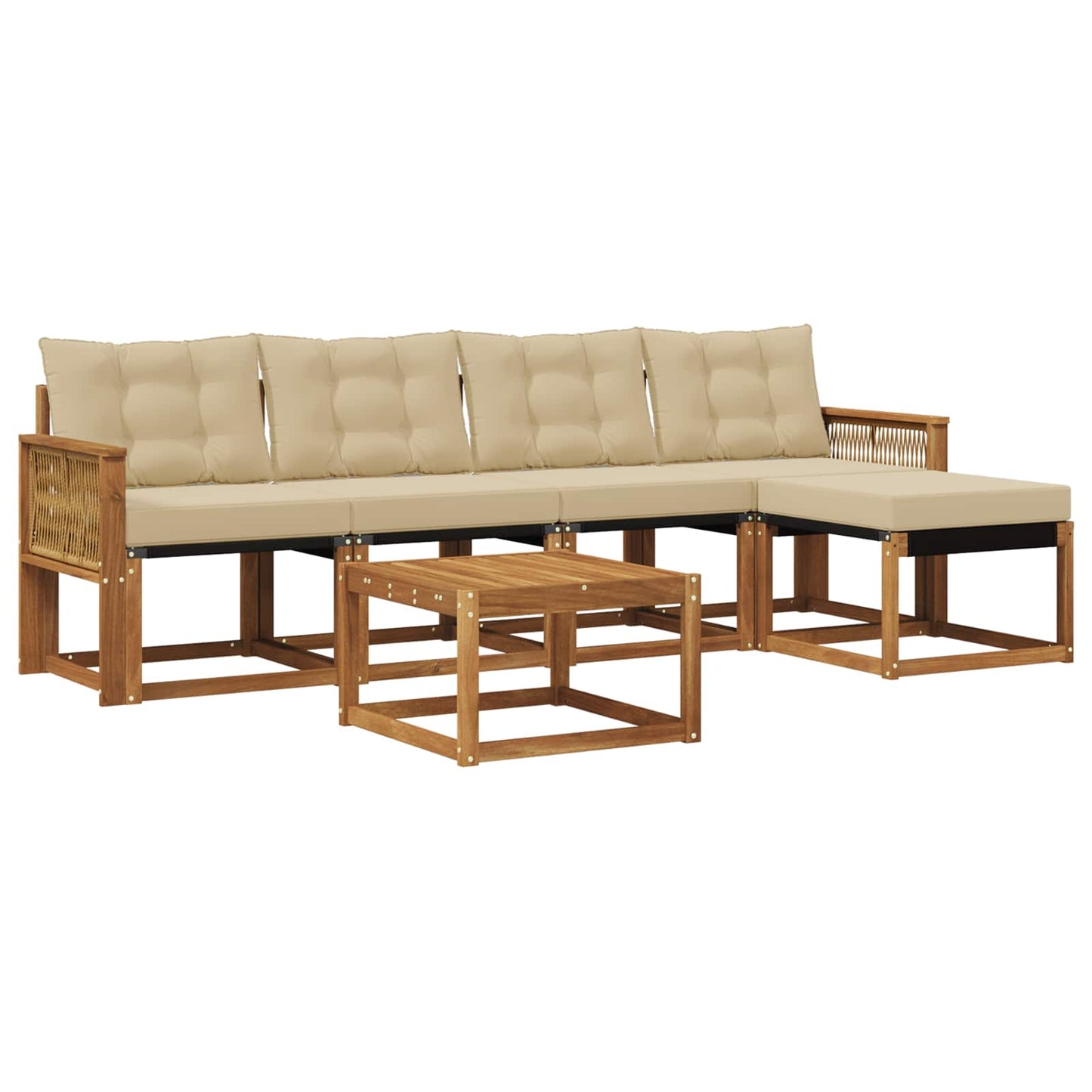 vidaXL Σειρά Καναπέ Εξωτερικού με μαξιλάρι 6 pcs Φυσικό και Μπεζ