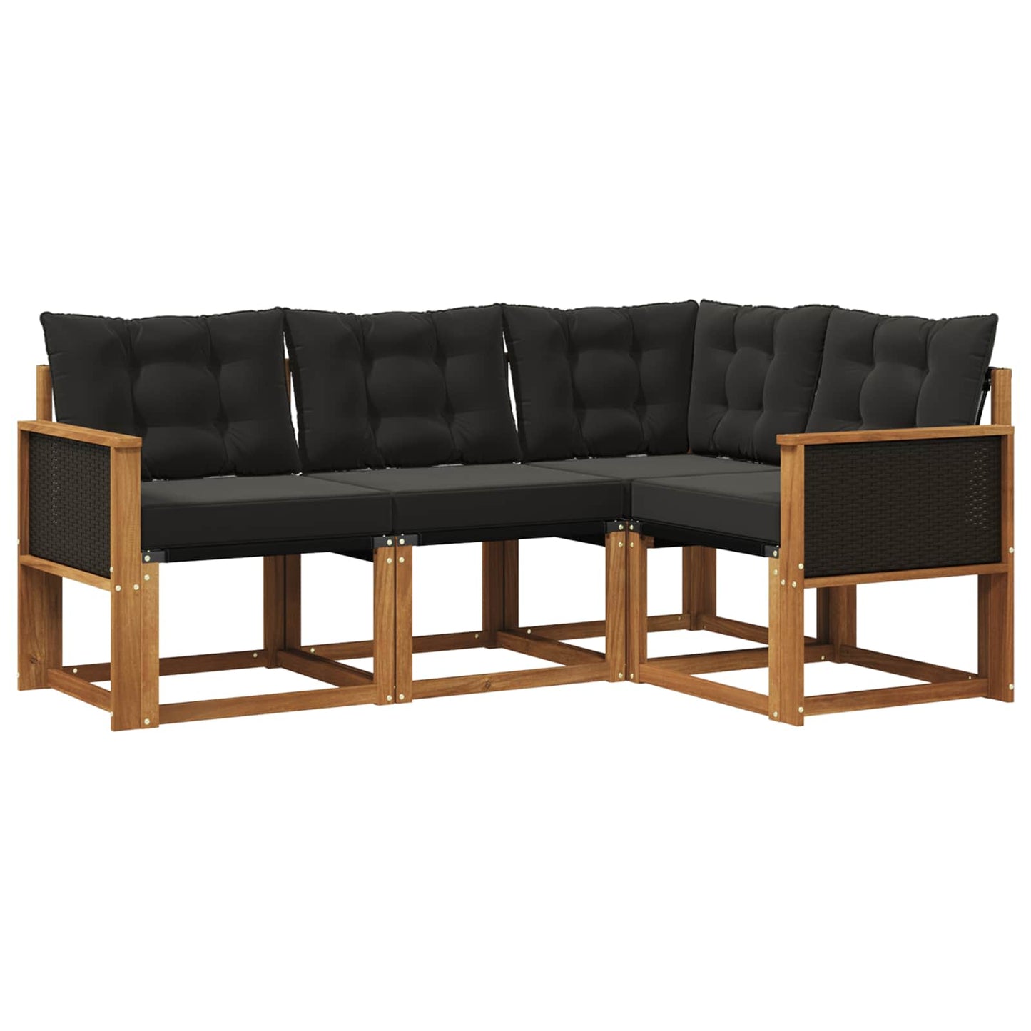 vidaXL Σειρά Καναπέ Εξωτερικού με μαξιλάρι 4 pcs Φυσικό και Μαύρο