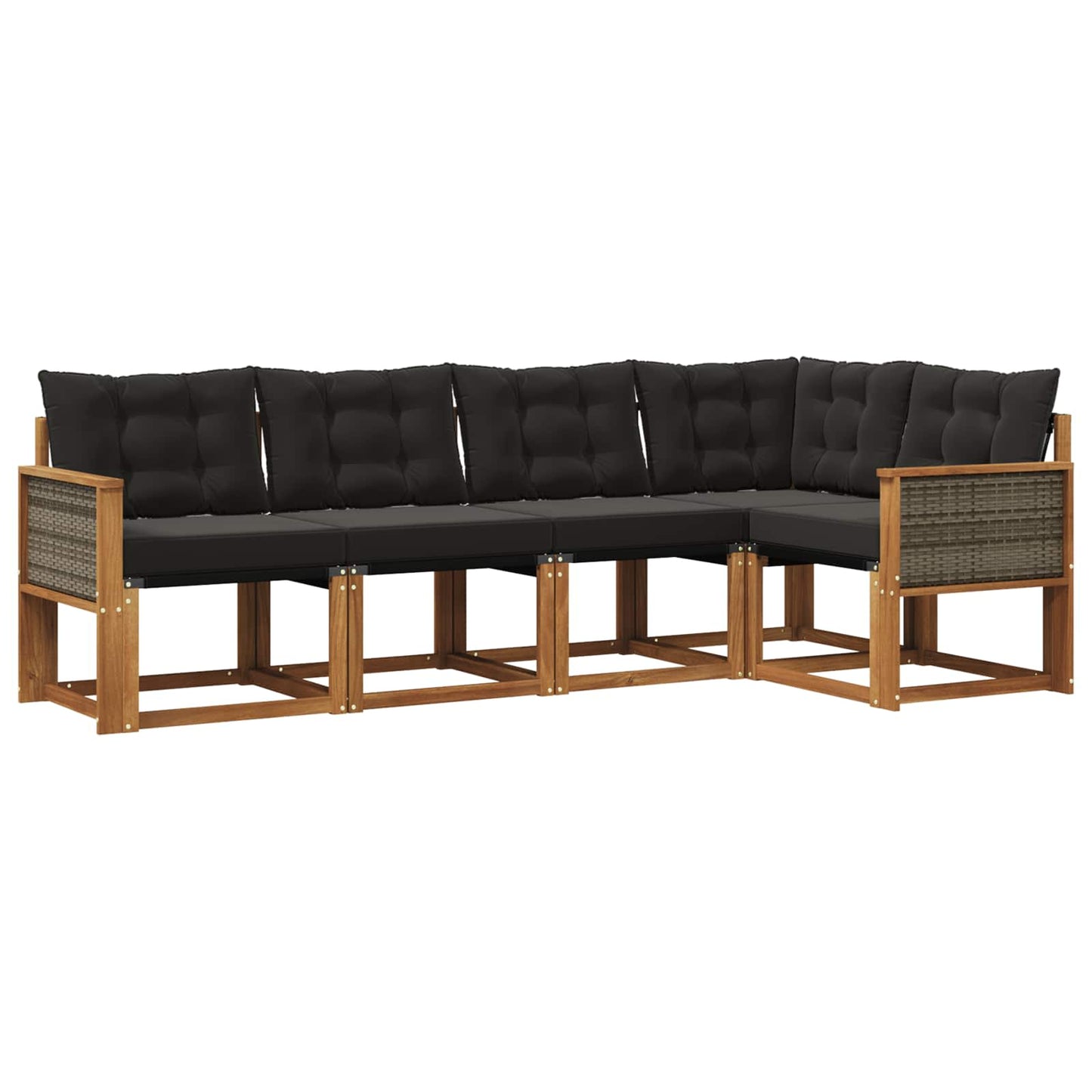 vidaXL Σειρά Καναπέ Εξωτερικού με μαξιλάρι 5 pcs Φυσικό και Μαύρο