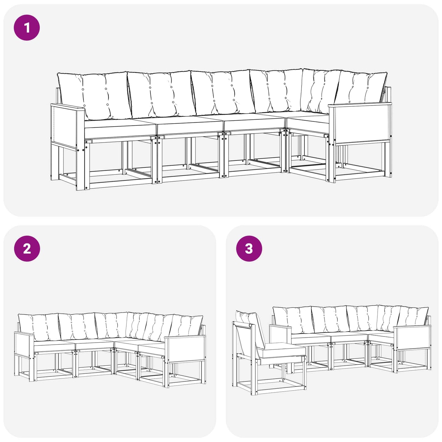 vidaXL Σειρά Καναπέ Εξωτερικού με μαξιλάρι 5 pcs Φυσικό και Μαύρο