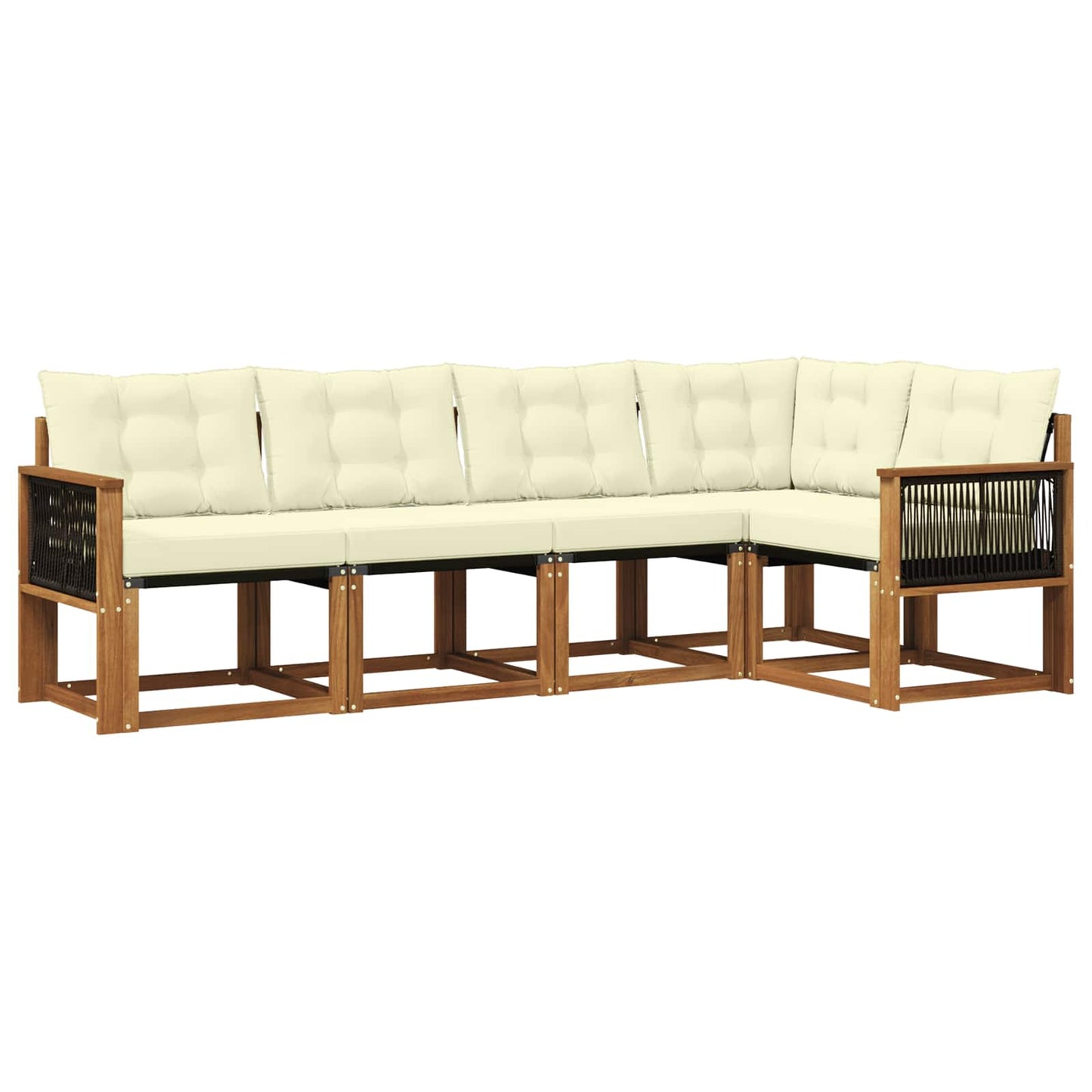 vidaXL Σειρά Καναπέ Εξωτερικού με μαξιλάρι 5 pcs Φυσικό και Κρέμα