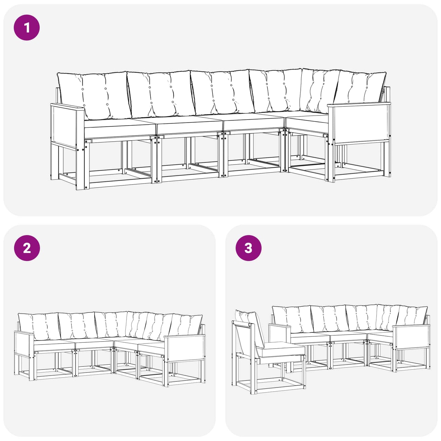 vidaXL Σειρά Καναπέ Εξωτερικού με μαξιλάρι 5 pcs Φυσικό και Κρέμα