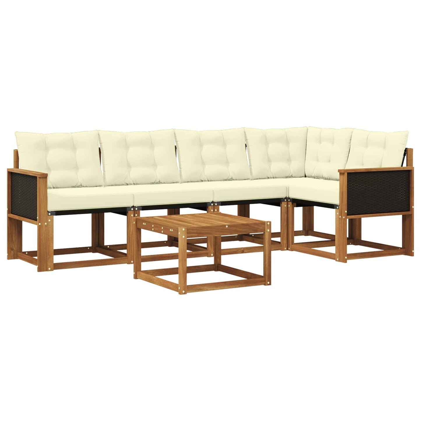 vidaXL Σειρά Καναπέ Εξωτερικού με μαξιλάρι 6 pcs Φυσικό και Κρέμα