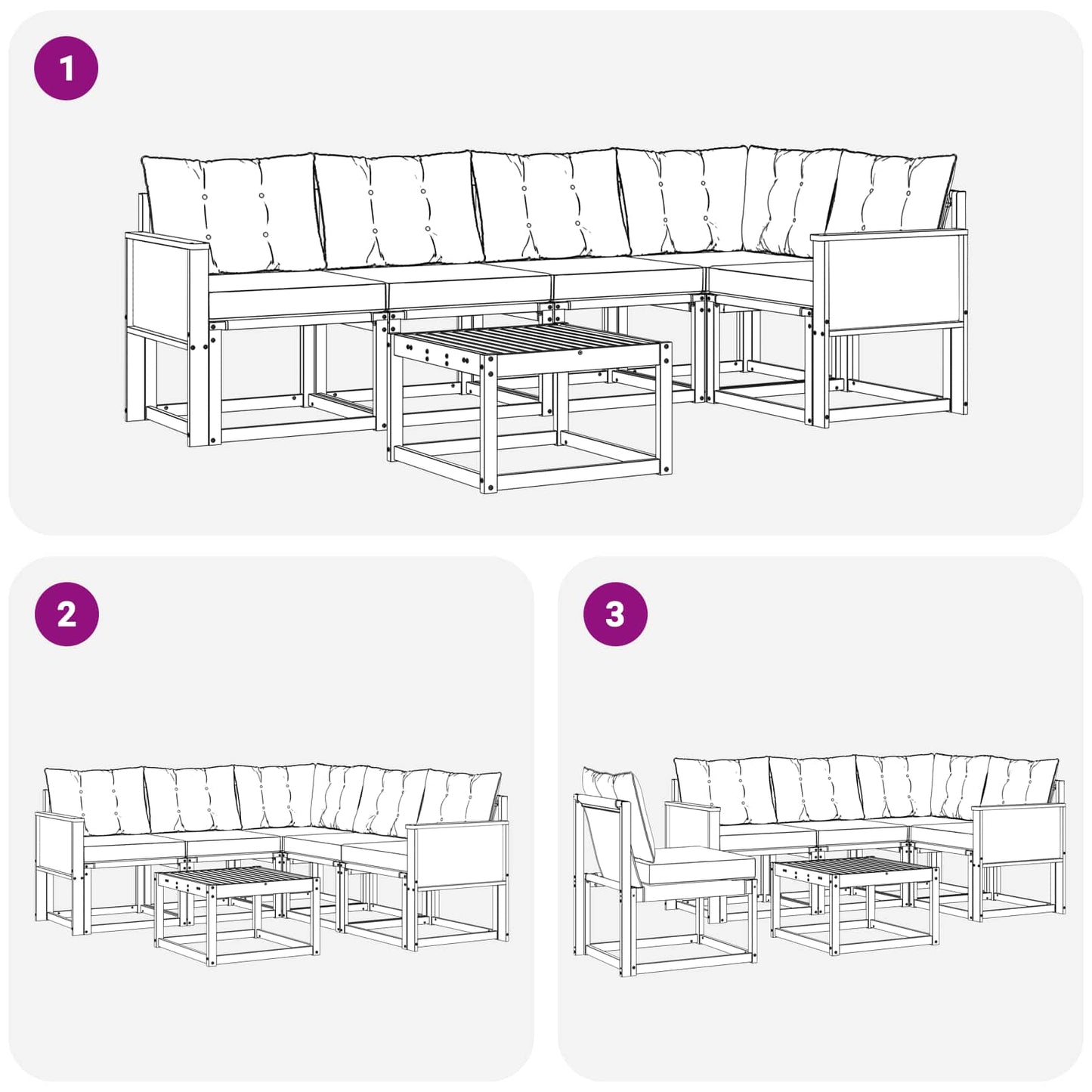 vidaXL Σειρά Καναπέ Εξωτερικού με μαξιλάρι 6 pcs Φυσικό και Κρέμα