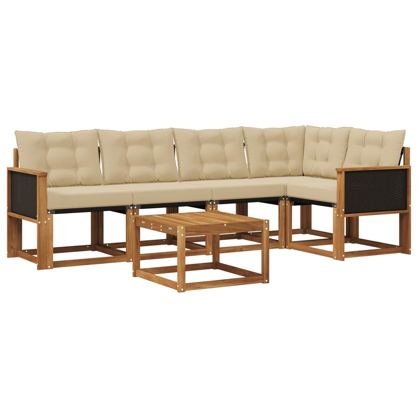 vidaXL Σειρά Καναπέ Εξωτερικού με μαξιλάρι 6 pcs Φυσικό και Μπεζ