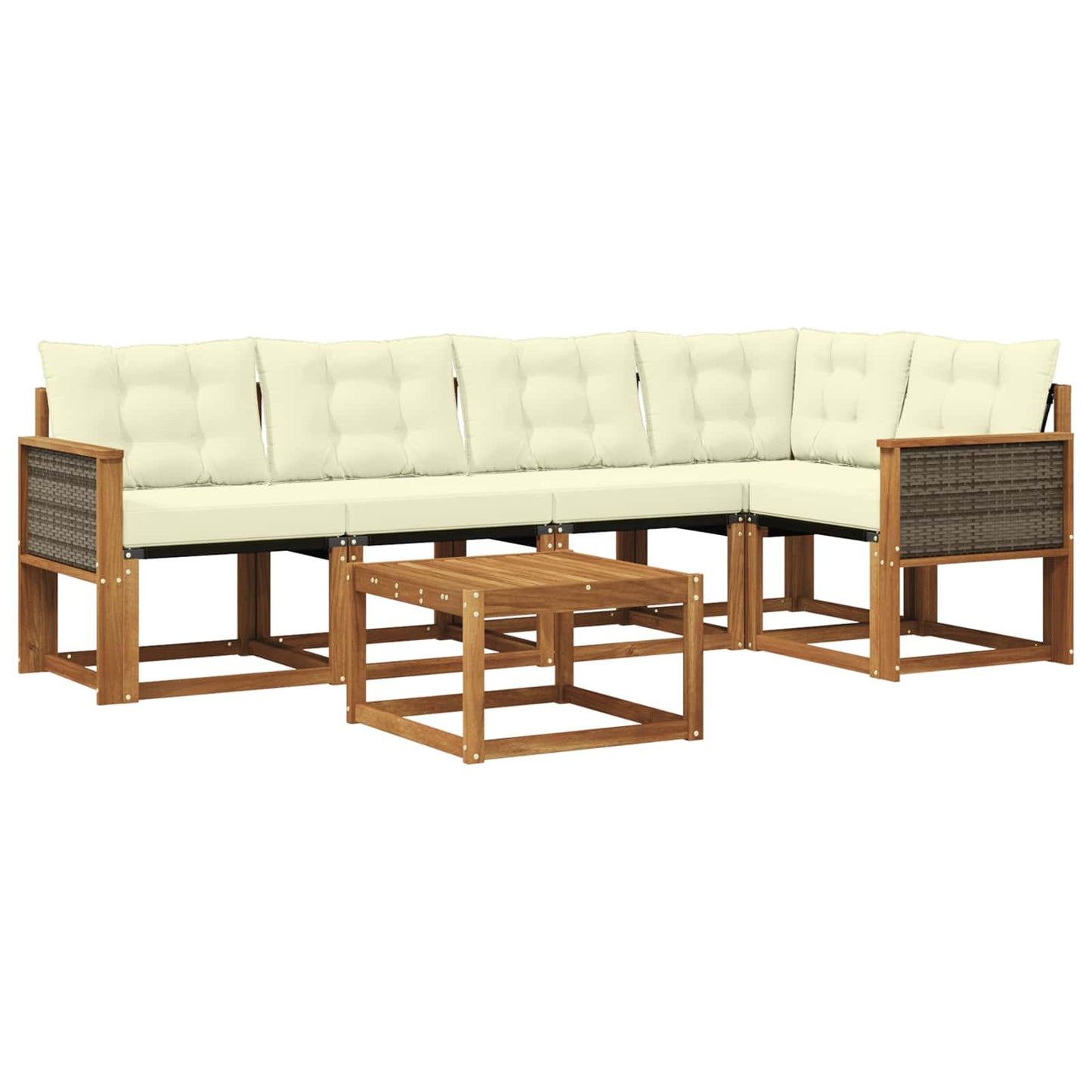 vidaXL Σειρά Καναπέ Εξωτερικού με μαξιλάρι 6 pcs Φυσικό και Κρέμα
