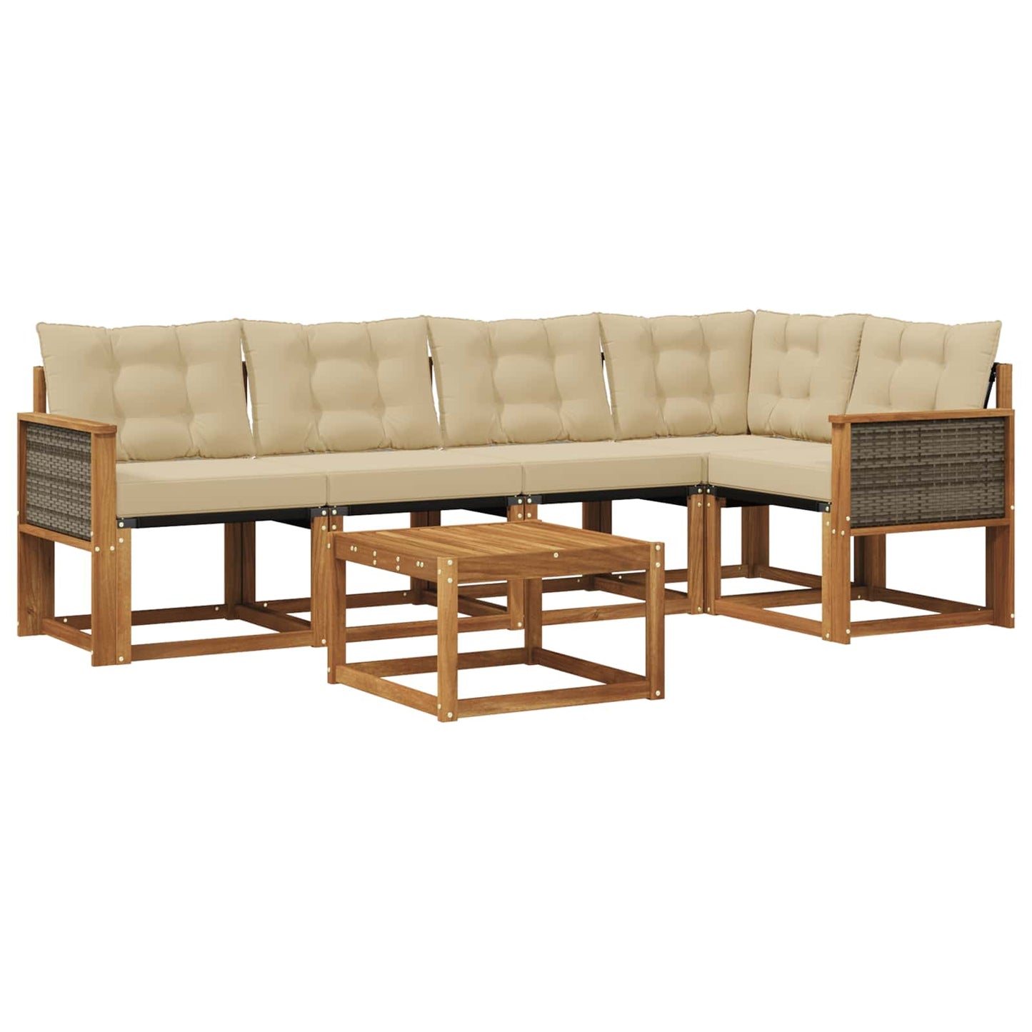 vidaXL Σειρά Καναπέ Εξωτερικού με μαξιλάρι 6 pcs Φυσικό και Μπεζ