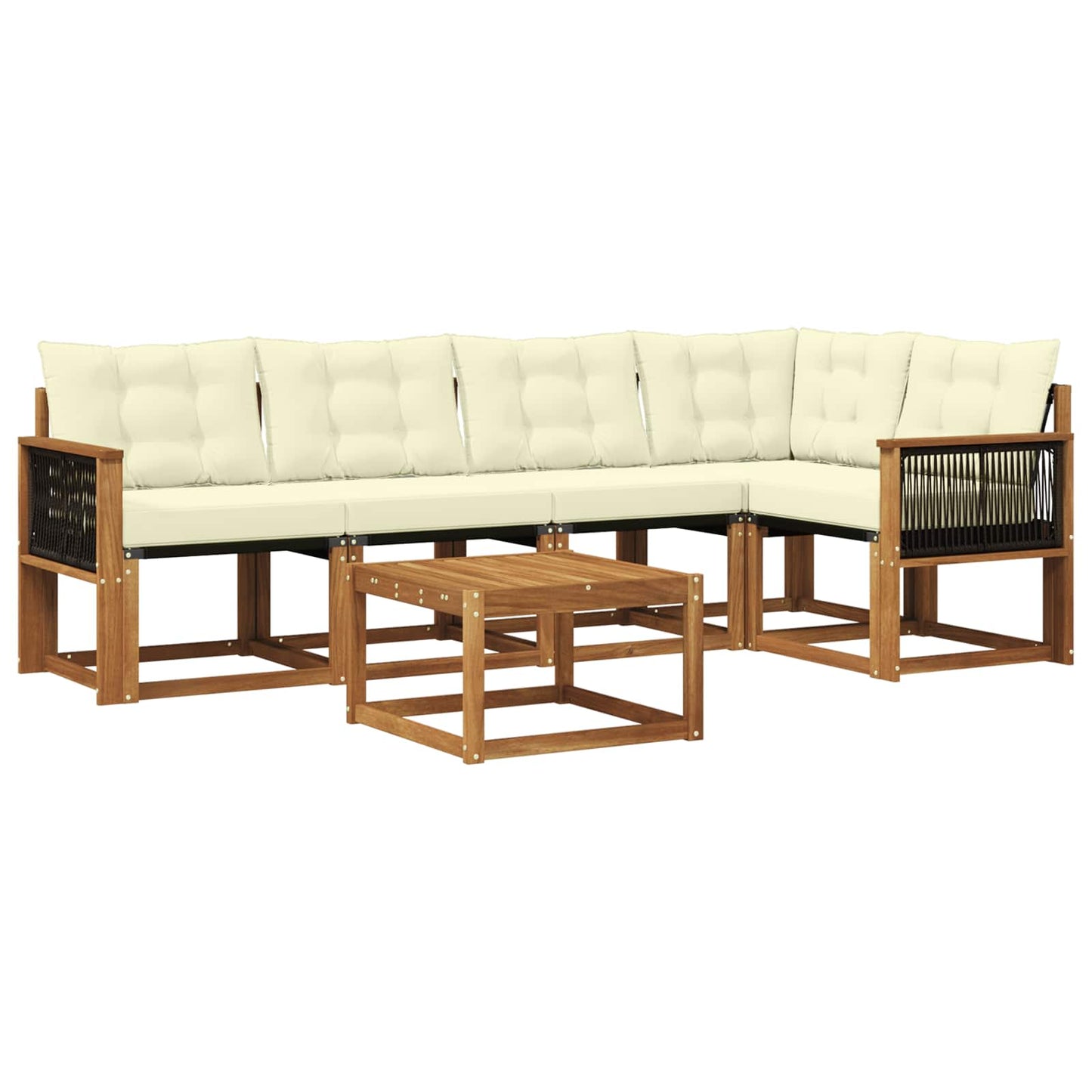 vidaXL Σειρά Καναπέ Εξωτερικού με μαξιλάρι 6 pcs Φυσικό και Κρέμα