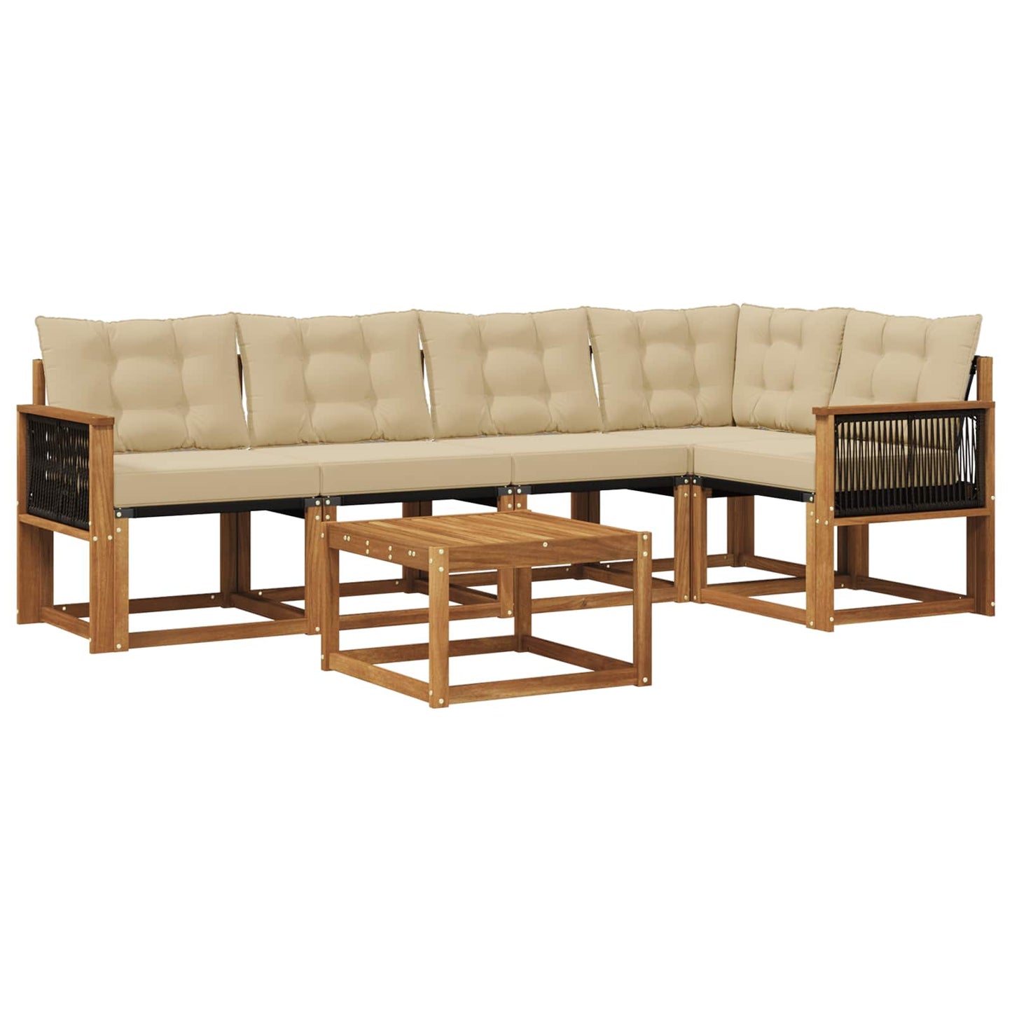 vidaXL Σειρά Καναπέ Εξωτερικού με μαξιλάρι 6 pcs Φυσικό και Μπεζ