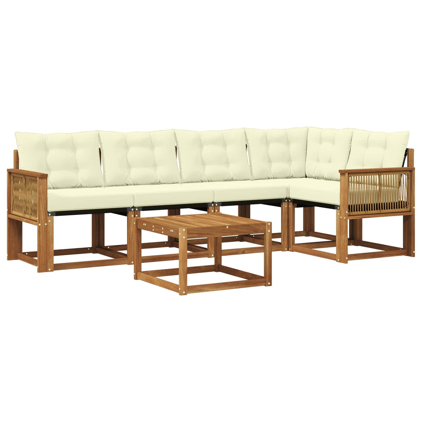 vidaXL Σειρά Καναπέ Εξωτερικού με μαξιλάρι 6 pcs Φυσικό και Κρέμα