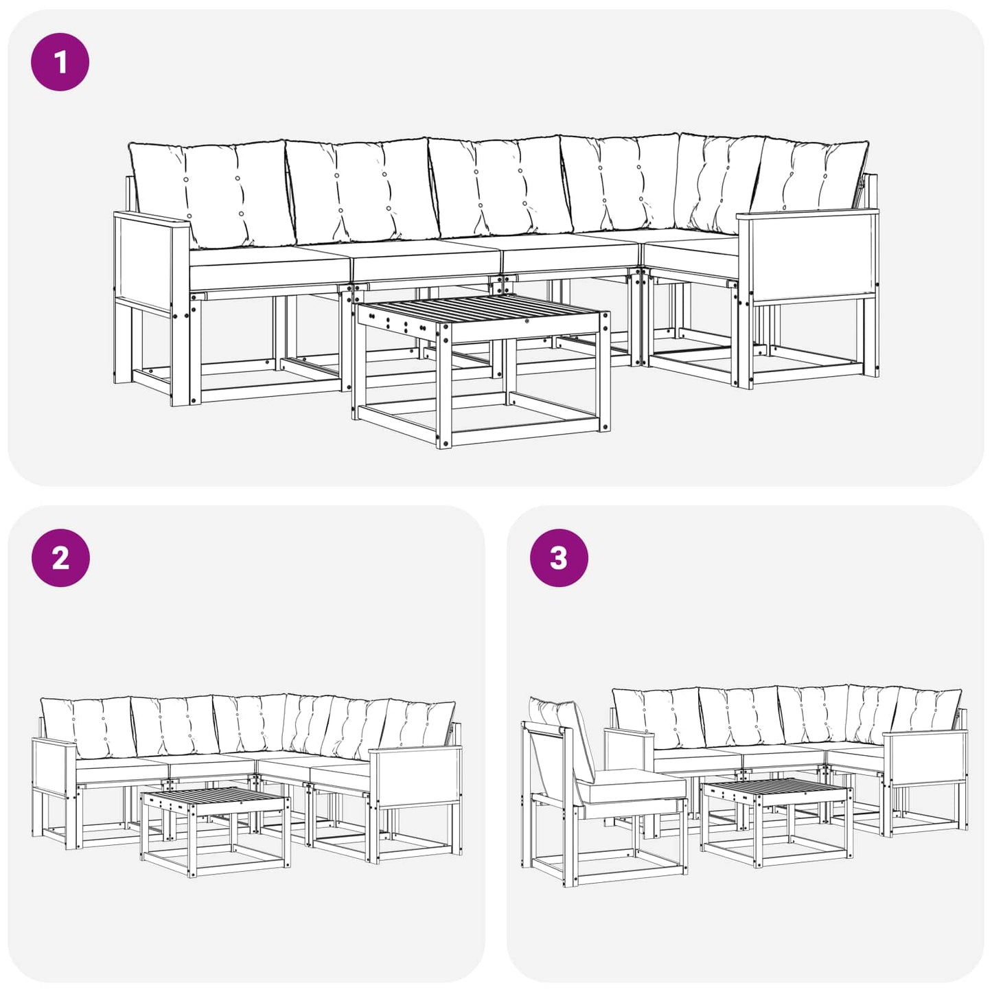 vidaXL Σειρά Καναπέ Εξωτερικού με μαξιλάρι 6 pcs Φυσικό και Μπεζ