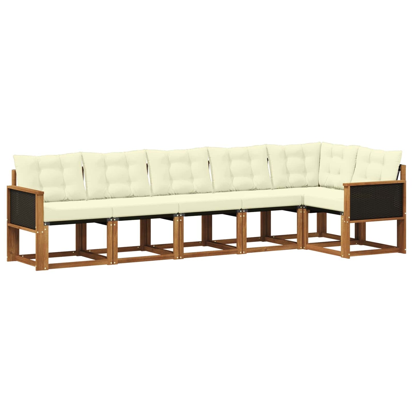 vidaXL Σειρά Καναπέ Εξωτερικού με μαξιλάρι 6 pcs Φυσικό και Κρέμα