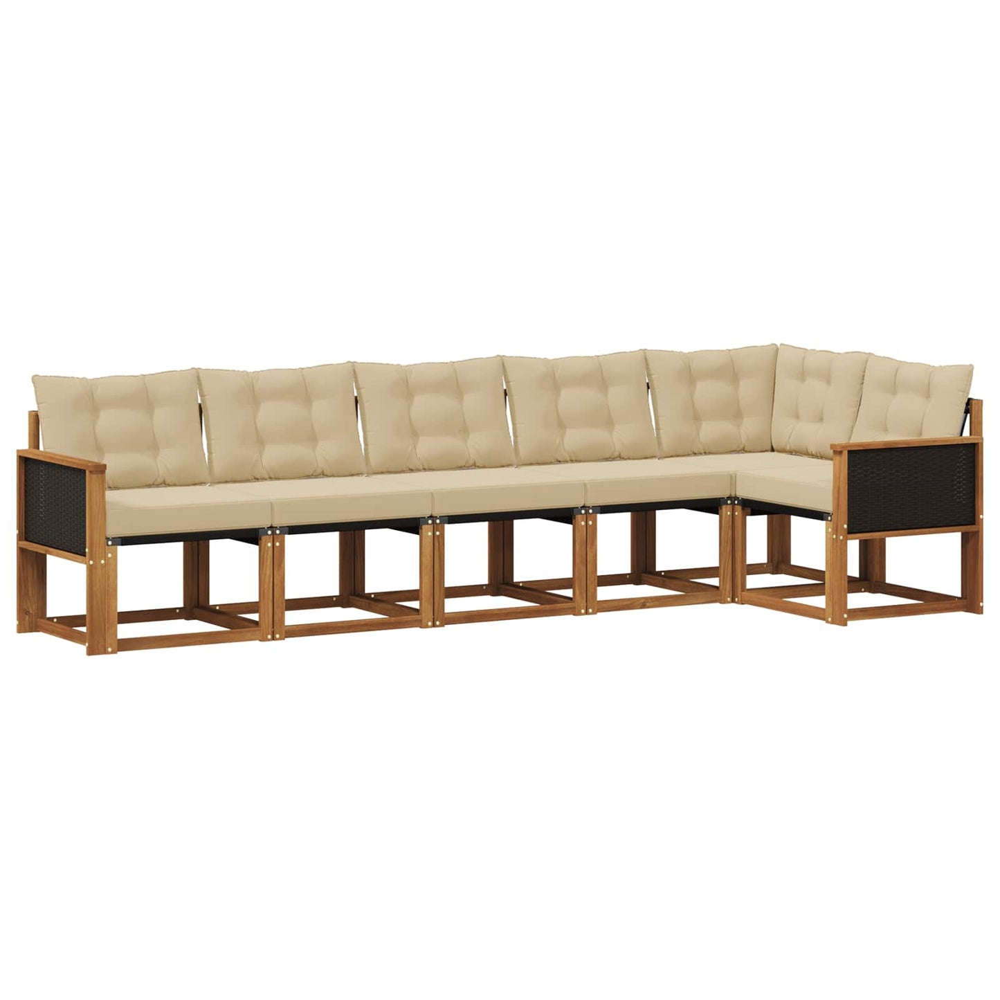 vidaXL Σειρά Καναπέ Εξωτερικού με μαξιλάρι 6 pcs Φυσικό και Μπεζ