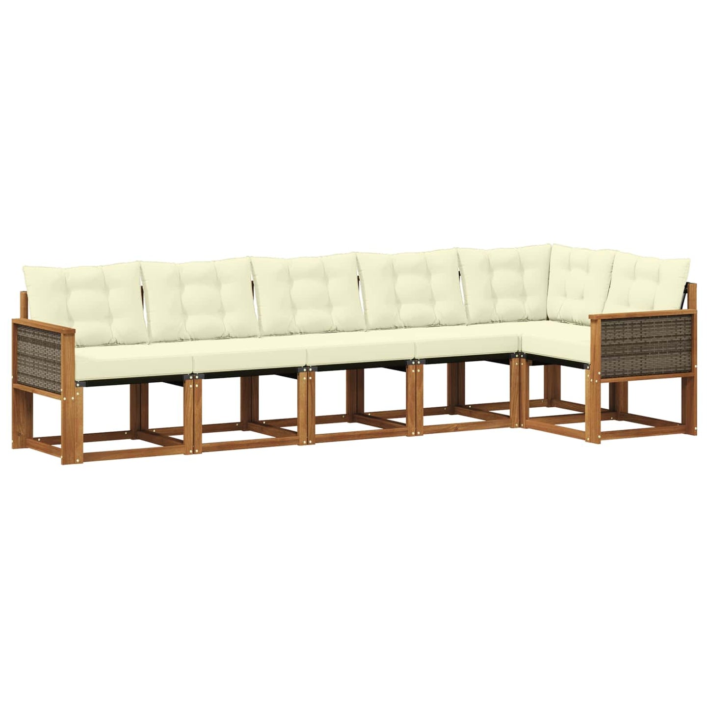 vidaXL Σειρά Καναπέ Εξωτερικού με μαξιλάρι 6 pcs Φυσικό και Κρέμα