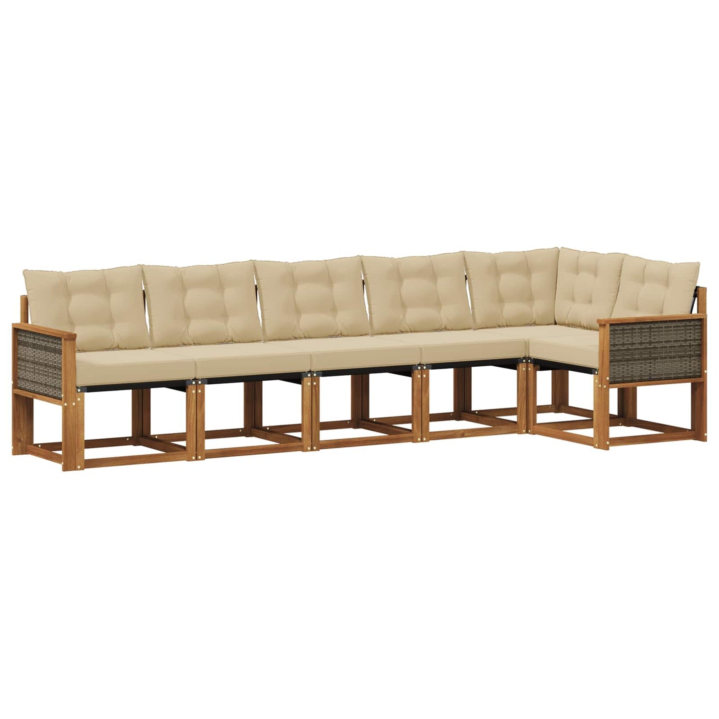 vidaXL Σειρά Καναπέ Εξωτερικού με μαξιλάρι 6 pcs Φυσικό και Μπεζ