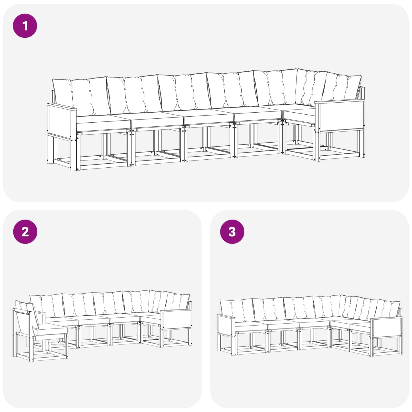vidaXL Σειρά Καναπέ Εξωτερικού με μαξιλάρι 6 pcs Φυσικό και Μπεζ