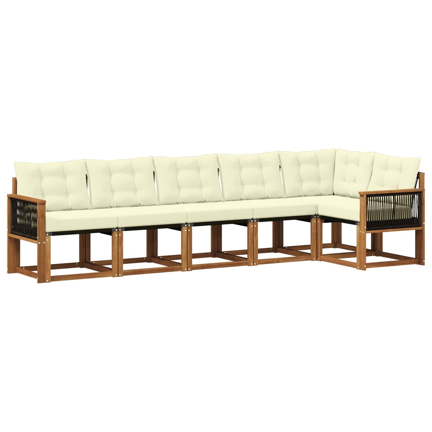 vidaXL Σειρά Καναπέ Εξωτερικού με μαξιλάρι 6 pcs Φυσικό και Κρέμα