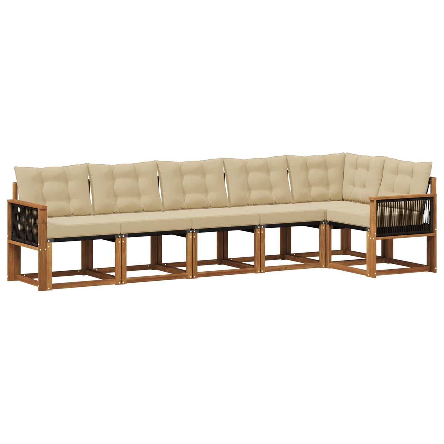 vidaXL Σειρά Καναπέ Εξωτερικού με μαξιλάρι 6 pcs Φυσικό και Μπεζ