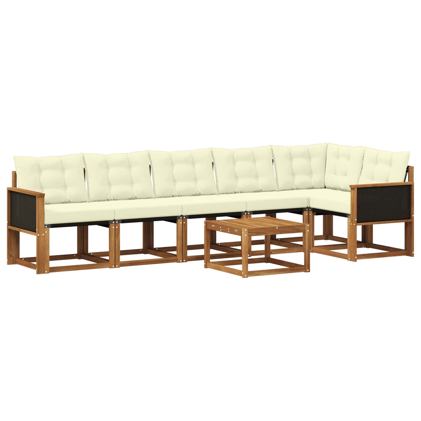 vidaXL Σειρά Καναπέ Εξωτερικού με μαξιλάρι 7 pcs Φυσικό και Κρέμα