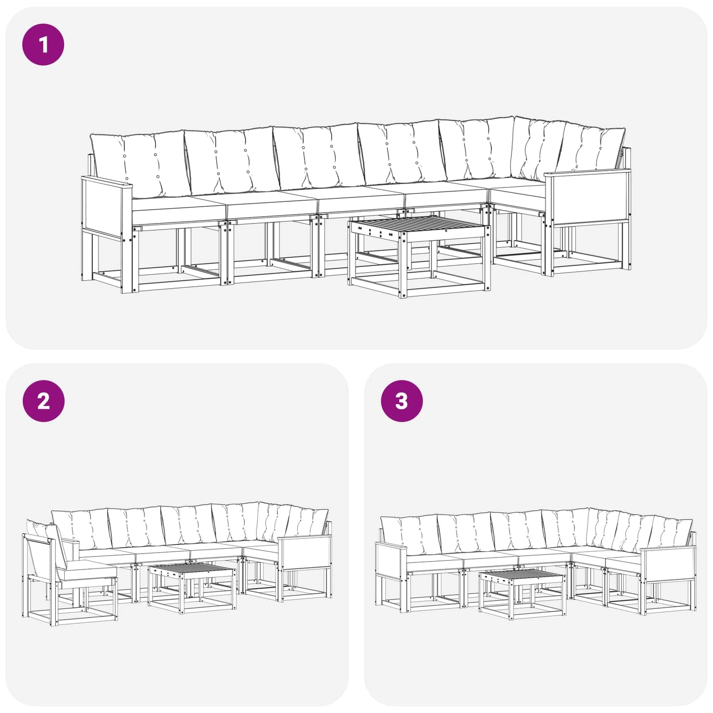 vidaXL Σειρά Καναπέ Εξωτερικού με μαξιλάρι 7 pcs Φυσικό και Μαύρο