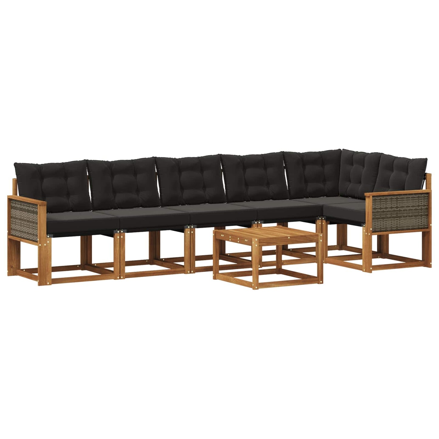 vidaXL Σειρά Καναπέ Εξωτερικού με μαξιλάρι 7 pcs Φυσικό και Μαύρο