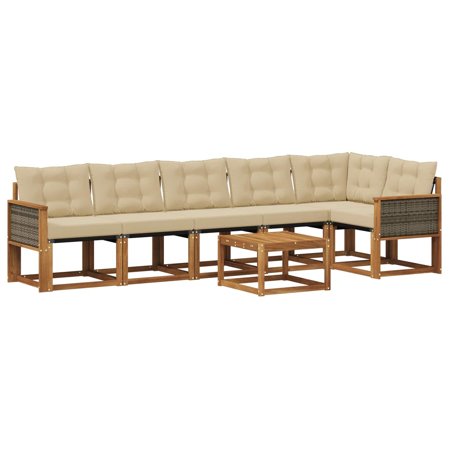 vidaXL Σειρά Καναπέ Εξωτερικού με μαξιλάρι 7 pcs Φυσικό και Μπεζ