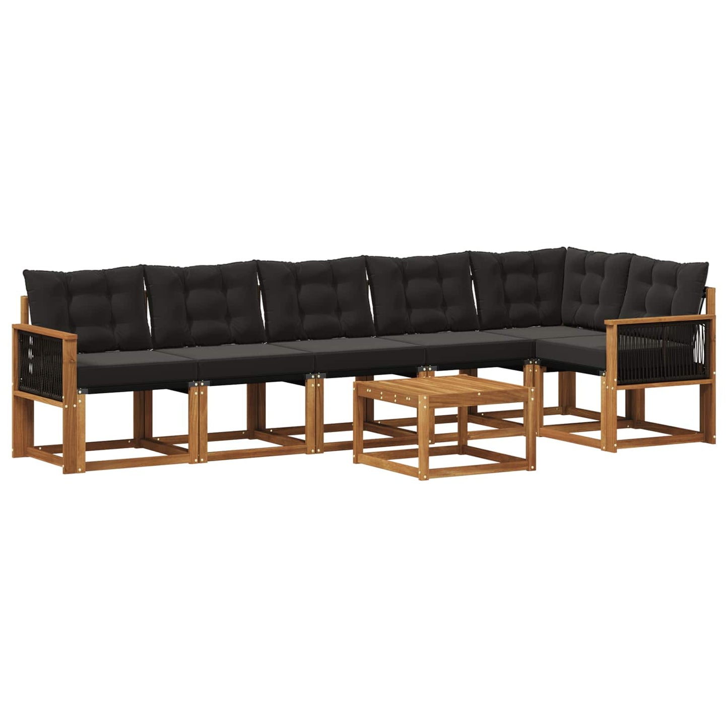 vidaXL Σειρά Καναπέ Εξωτερικού με μαξιλάρι 7 pcs Φυσικό και Μαύρο