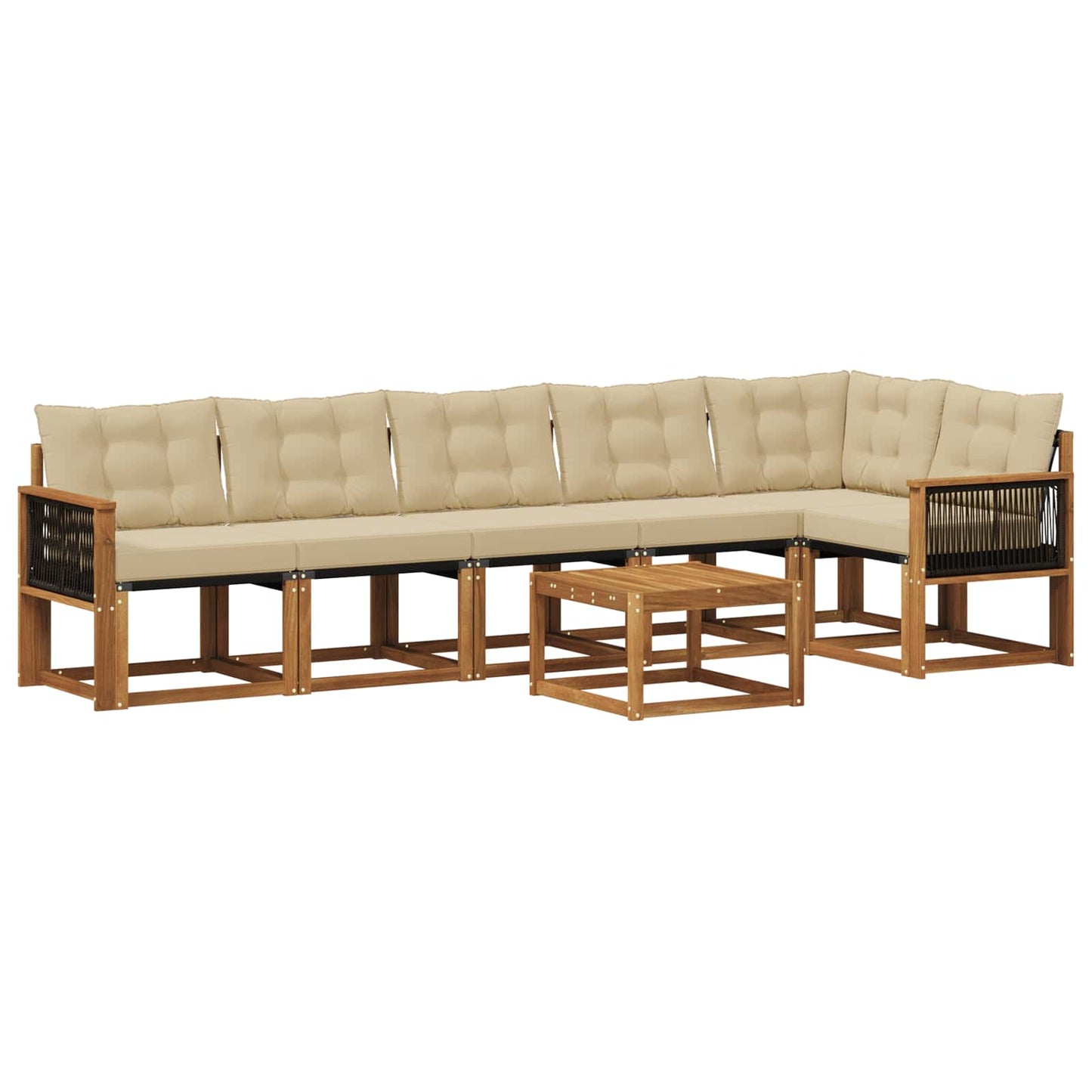 vidaXL Σειρά Καναπέ Εξωτερικού με μαξιλάρι 7 pcs Φυσικό και Μπεζ